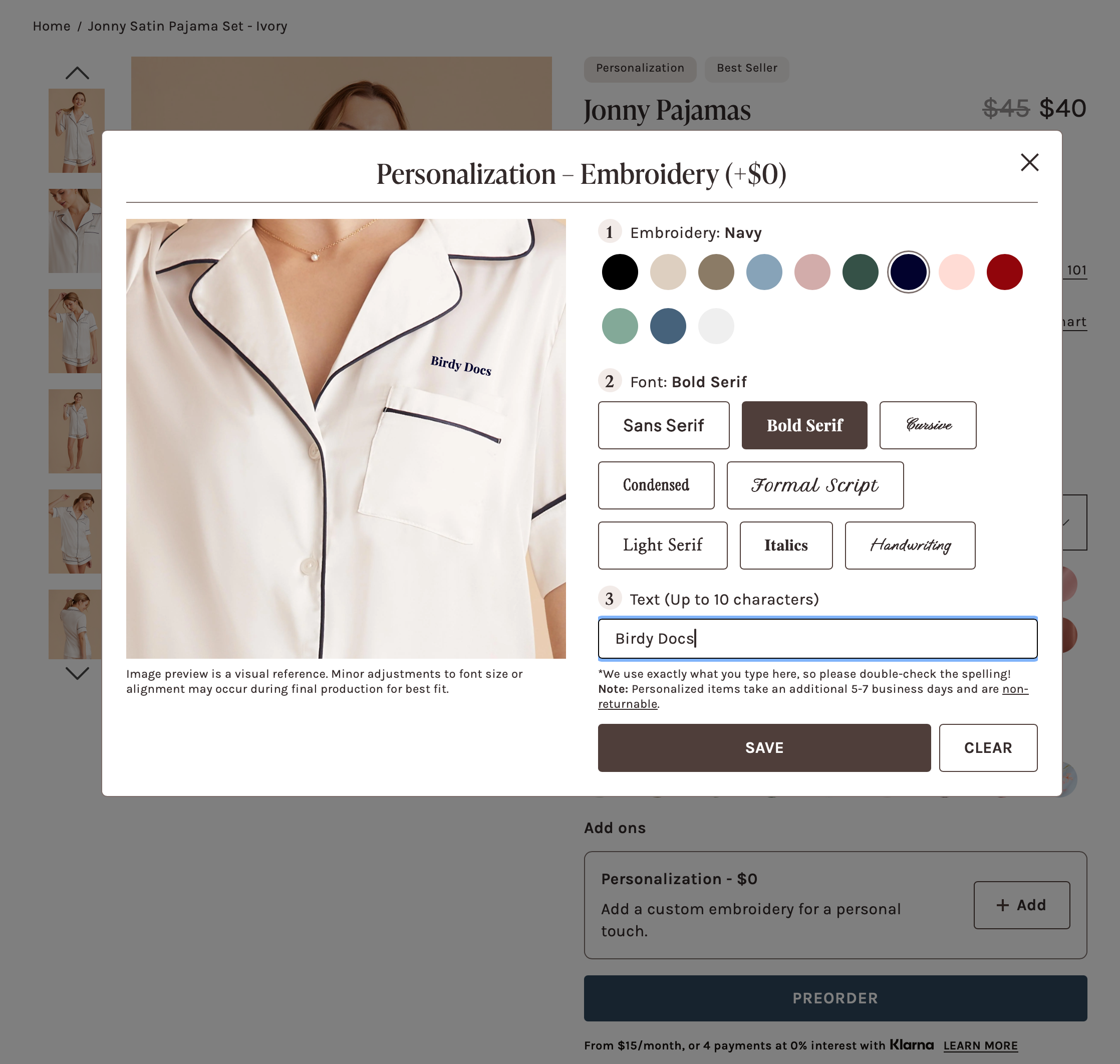 Personalization Modal Screenshot